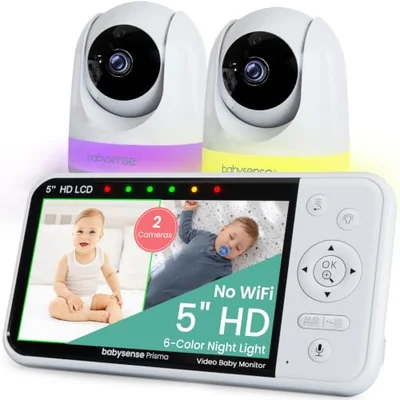 Babysense Prisma 5-Inch HD Baby Monitor with 2 Cameras