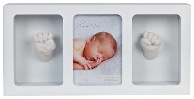 Bambino Baby Hand/Foot Print Photo Frame Kit - White, 25cm (H) x 38cm (W) x 4cm (D)