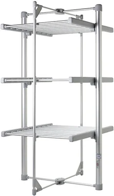 BARGAINS-GALORE Electric Clothes Airers - Deluxe Folding Heated Clothes Dryer | Indoor Clothes Drying Rack - Lightweight & Foldable, Space Saving, Fast Drying, Portable Airer (3 Tier)