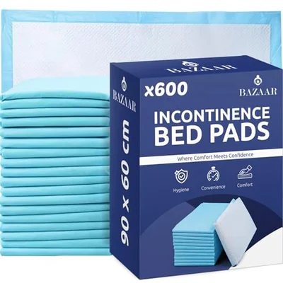 Bazaar 100 x Disposable Incontinence Bed Pads 90 x 60cm – Highly Absorbent Waterproof Bed Sheets for Adults, Elderly, Children & Babies – Bed Wetting Sheets & Bed Protectors for Mattress, Sofa & Chair