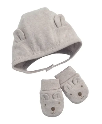 Bear Ear Hat & Mittens Set - Sand - Up To 1 Month