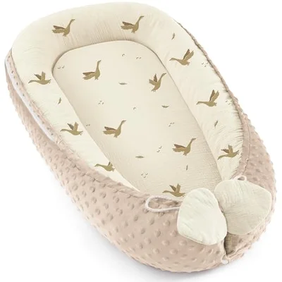 Bearmoss Baby Nest Pod for Newborn, Breathable & Soft Cotton Baby Lounger Infant Lounger, Babies Newborn Essentials Gifts for Baby Boys&Girls Home and Travel (Goose) - Goose