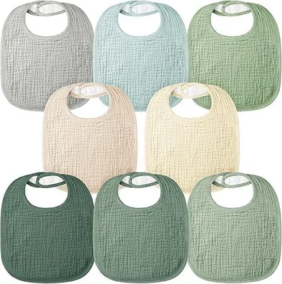 bearmoss Muslin Baby Dribble Bibs 100% Cotton Baby Bandana Square Drool Bibs for Unisex Baby Girls Boys Toddlers Drooling and Teething (Forest Moonlight)