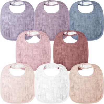 bearmoss Muslin Baby Dribble Bibs 100% Cotton Baby Bandana Square Drool Bibs for Unisex Baby Girls Boys Toddlers Drooling and Teething (Forest Moonlight)