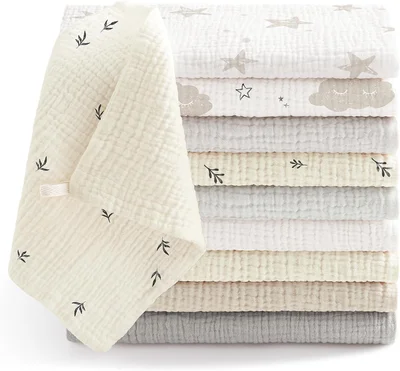 bearmoss Muslin Squares Cloths 100% Cotton Baby Burp Cloth 60x60CM Large Ultra-Absorbent Soft Baby Face Washcloths for Newborn Baby Boy and Girl, 4Pack (Sunshine)