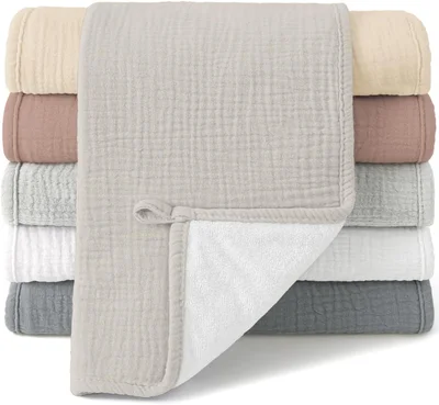 bearmoss Muslin Squares Cloths 100% Cotton Baby Burp Cloth 50x25CM Large Ultra-Absorbent Soft Baby Face Washcloths for Newborn Baby Boy and Girl, 5Pack