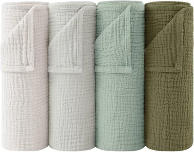 bearmoss Muslin Squares Cloths 100% Cotton Baby Burp Cloth - Forest