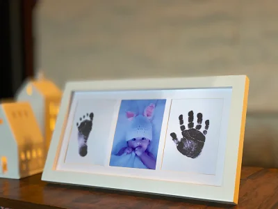 Beautiful Baby Hand and Footprint Keepsake Kit with Extra Large Clean Touch 'inkless' Ink Pad