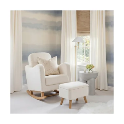 Bebe & Beyond Soother Boucle Nursing Chair with Stool - Off White