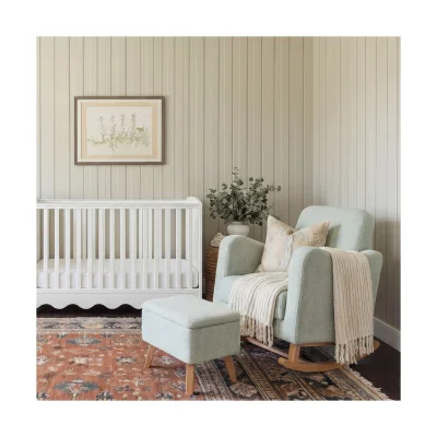 Bebe & Beyond Soother Boucle Nursing Chair with Stool - Sage - Sage