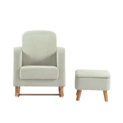 Bebe & Beyond Soother Boucle Nursing Chair with Stool - Sage — image 5