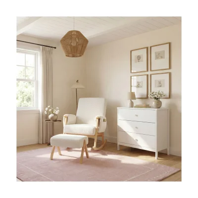 Bebe & Beyond Storyteller Nursing Chair & Stool - Off White - Off White