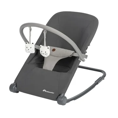 Bebeconfort Aster, Baby Rocker, 0–2 Years, Lightweight (2.7 kg), Ultra-Flat Folding, Adjustable Backrest, Removable Toy Arch, 3-Point Harness, Stationary Mode, Tinted Graphite