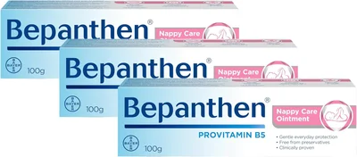 Bepanthen Nappy Care Ointment | Nappy Cream with Provitamin B5 | Suitable for Newborns Skin, 100 g (Packing May Vary). (Pack of 3) - 100 g (Pack of 3)
