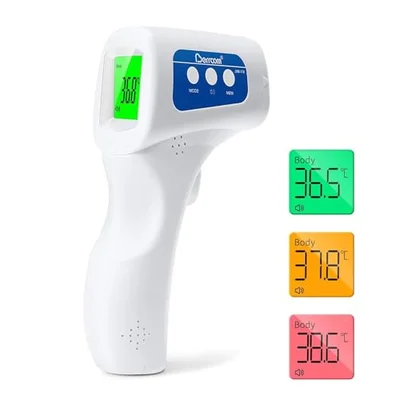 Berrcom Forehead and Ear Digital Thermometer Medical Baby Thermometer Non Contact Infrared Thermometer for Adults and Kids with Fever Alarm, °C/°F Switch, LED Display