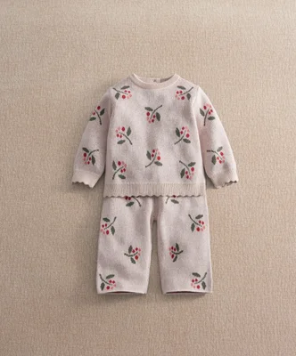 Berry Knitted Top & Wide Trousers Set - 2-3 Years - 2-3 Years