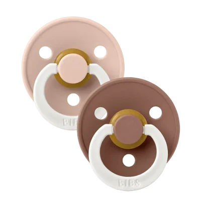 BIBS Colour GLOW Latex Pacifier 2 Pack - Blush/Vanilla / Symmetrical / 1 / Latex