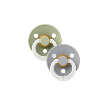 BIBS Colour GLOW Latex Pacifiers - Sage + Cloud - 2 Pack - Size 1