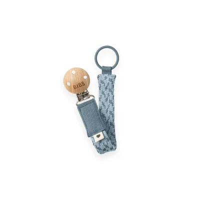 BIBS Paci Braid Pacifier Clip - Petrol + Baby Blue