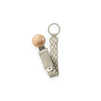 BIBS Paci Braid Pacifier Clip - Sand + Ivory