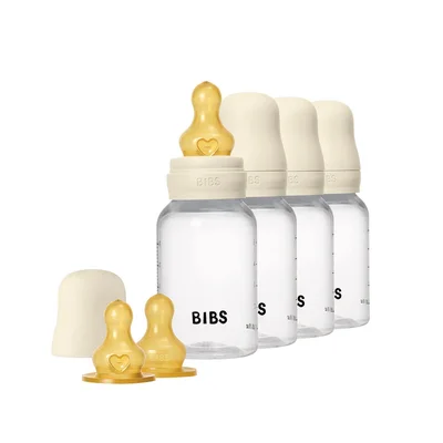 BIBS World Baby Bottle Round Latex 4 Pack - Ivory