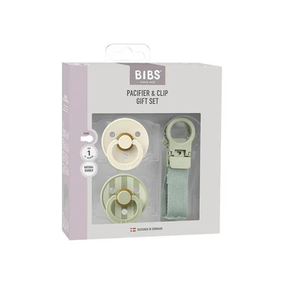 BIBS World Latex Colour Pacifier & Loop Clip Gift Set - Blush