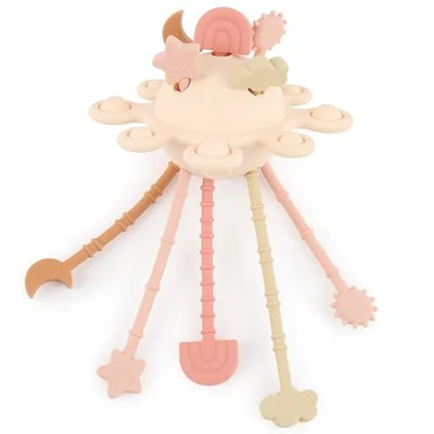 BIECO Silicone Activity Planet Oat Montessori UFO Sensory Pull String Toy for Babies & Toddlers 1+
