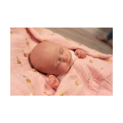 Bizzi Growin Muslin 3 Ply Blanket-Gold Flamingo