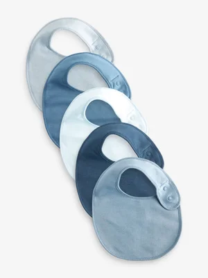 Blue Baby 100% Cotton Bibs 5 Pack - Size ONE