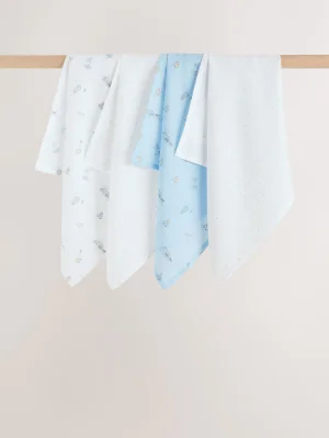 Blue Baby Muslin Cloths 4 Pack - Size Medium