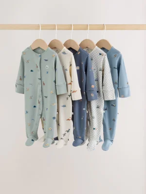 Blue Character Baby Sleepuits 5 Pack (0-2yrs) - Size 5lb