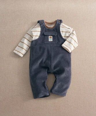 Blue Cord Dungarees & Long Sleeve Top - 12-18 Months