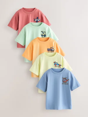 Cars Small Short Sleeve Graphic T-Shirts 5 Pack - Blue/Green/Red/Orange/Yellow Cars / 3-6 Mths