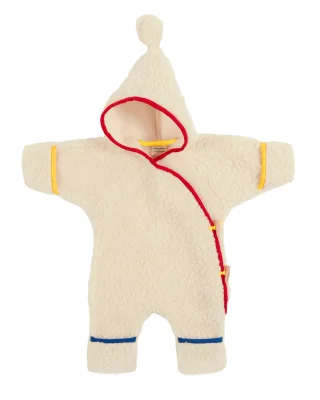 BOBO CHOSES X BINIBAMBA MERINO WOOL SNUGGLESUIT BABY ROMPER - MILK / MEDIUM (6-18 months)