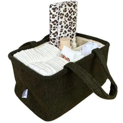 Bouclé Teddy Nappy Caddy - Khaki - Khaki