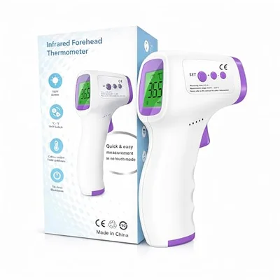 Boulton Forehead Thermometer for Adults Kids โ Digital Baby Thermometers Body โ No Contact Accurate Reading Touch Infrared LCD Display โ Temperature Thermometer Room Surface and Body Mode - White / Purple