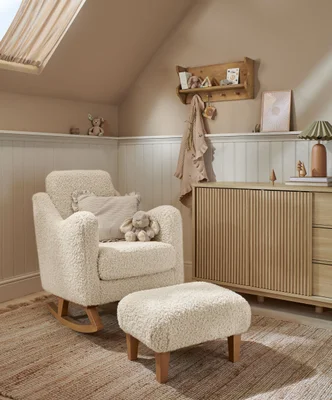 Bowdon Nursing Chair & Footstool Set - Snow Teddy