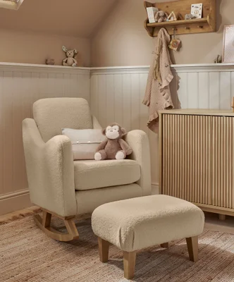 Bowdon Nursing Chair Set in Boucle - Oatmeal