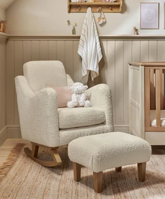 Bowdon Nursing Chair Set in Chenille Boucle - Oyster