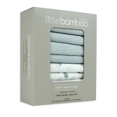 Little Bamboo 8 Pack Muslin Squares - Whisper - Whisper