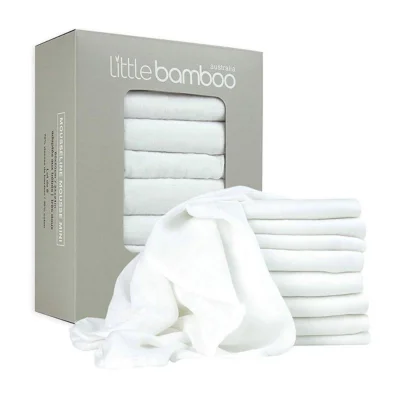 Little Bamboo 8 Pack Muslin Squares - White