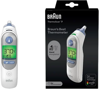Braun ThermoScan 7 Ear thermometer - Age Precision Technology - Colour-coded Digital Display - Baby and Infant Friendly - #1 Brand among doctors(1) - ThermoScan 7 White