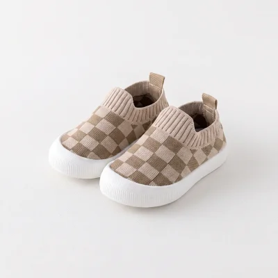 Breathable Slip On First Walker Shoes - Khaki / UK4 - 9-12 Months
