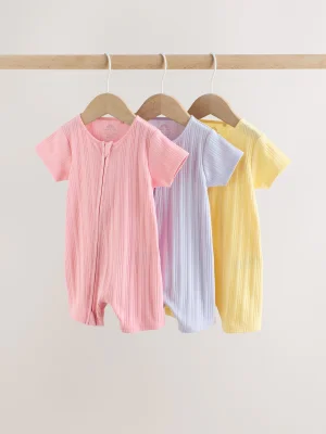 Bright 3 Pack Two Way Zip Baby Romper (0mths-3yrs) - Bright
