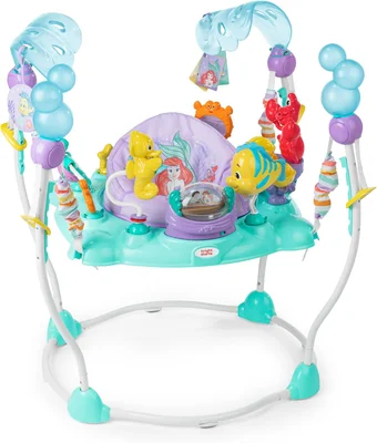 Bright Starts, Disney The Little Mermaid Sea of Activities Baby Activity Shop with Interactive Toy, Lights & Music with Disney Princess Ariel, 6-12 Months (Blue)