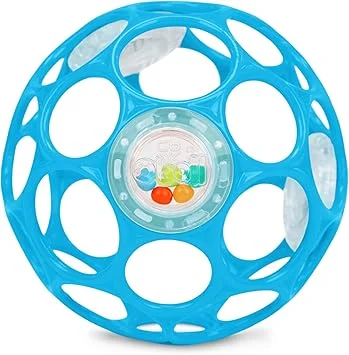Bright Starts Oball Easy Grasp Classic Ball BPA-Free Infant Toy in Red, Yellow, Green, Blue, Age Newborn and up, 4 Inches