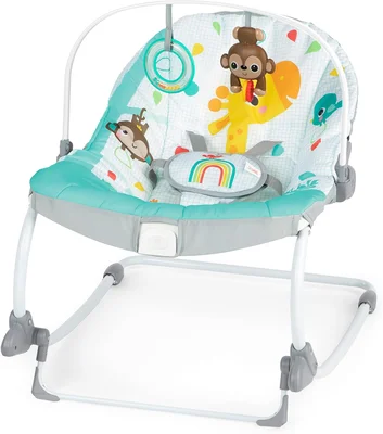Bright Starts Wild Vibes Infant to Toddler Rocker with Vibrations, Unisex, Newborn + - Wild Vibes Rocker