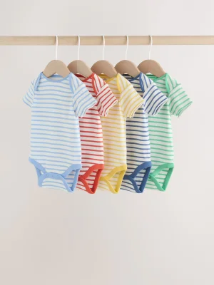 Bright Stripe Short Sleeve Baby Bodysuits