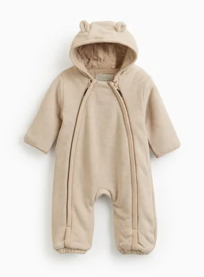 Brown Fleece Lined Pramsuit 12-18 months - Brown / 12-18 Months