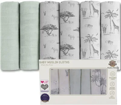 Bubba Bear Muslin Cloths for Baby